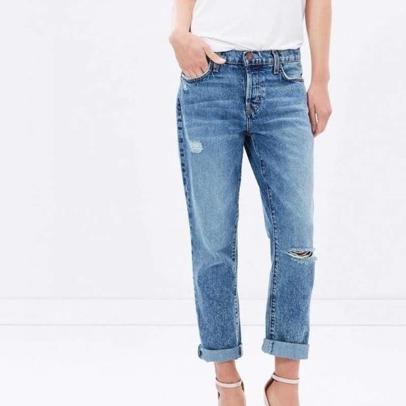 Current/Elliott The Fling Boyfriend Jeans Women's 26 Mid Rise Distressed Slouchy - Picture 1 of 8